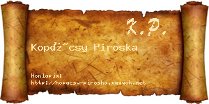 Kopácsy Piroska névjegykártya